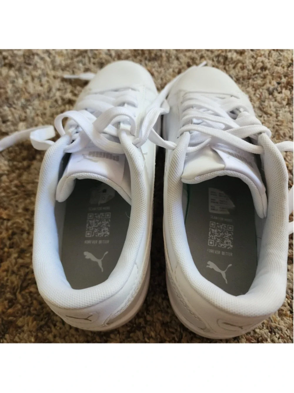 Puma Smash 3.0 Leather White Sneakers Women's 5.5 / 4Y Like New‎
